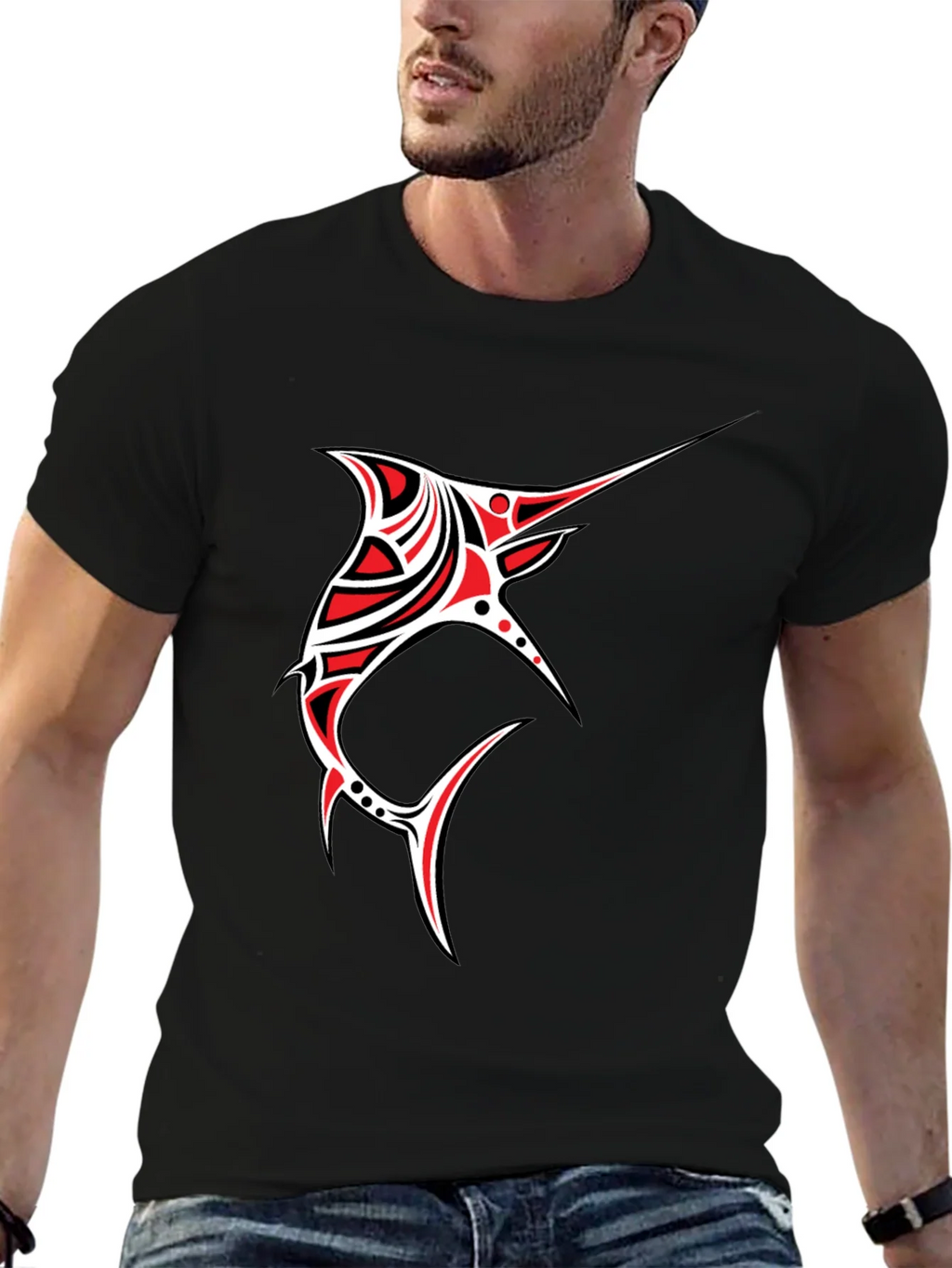 Tribal Marlin Graphic Tee - Black product image 5
