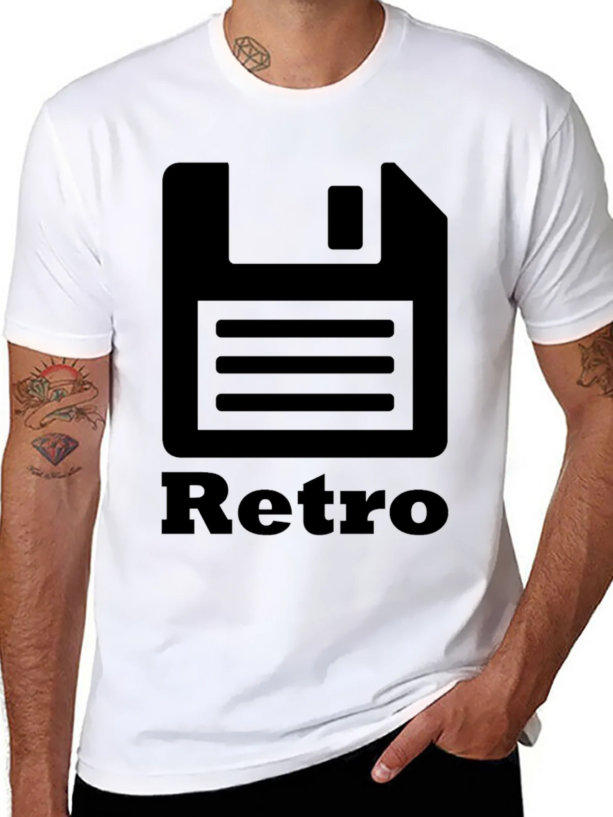 Retro Floppy Disk Black T-Shirt product image 5