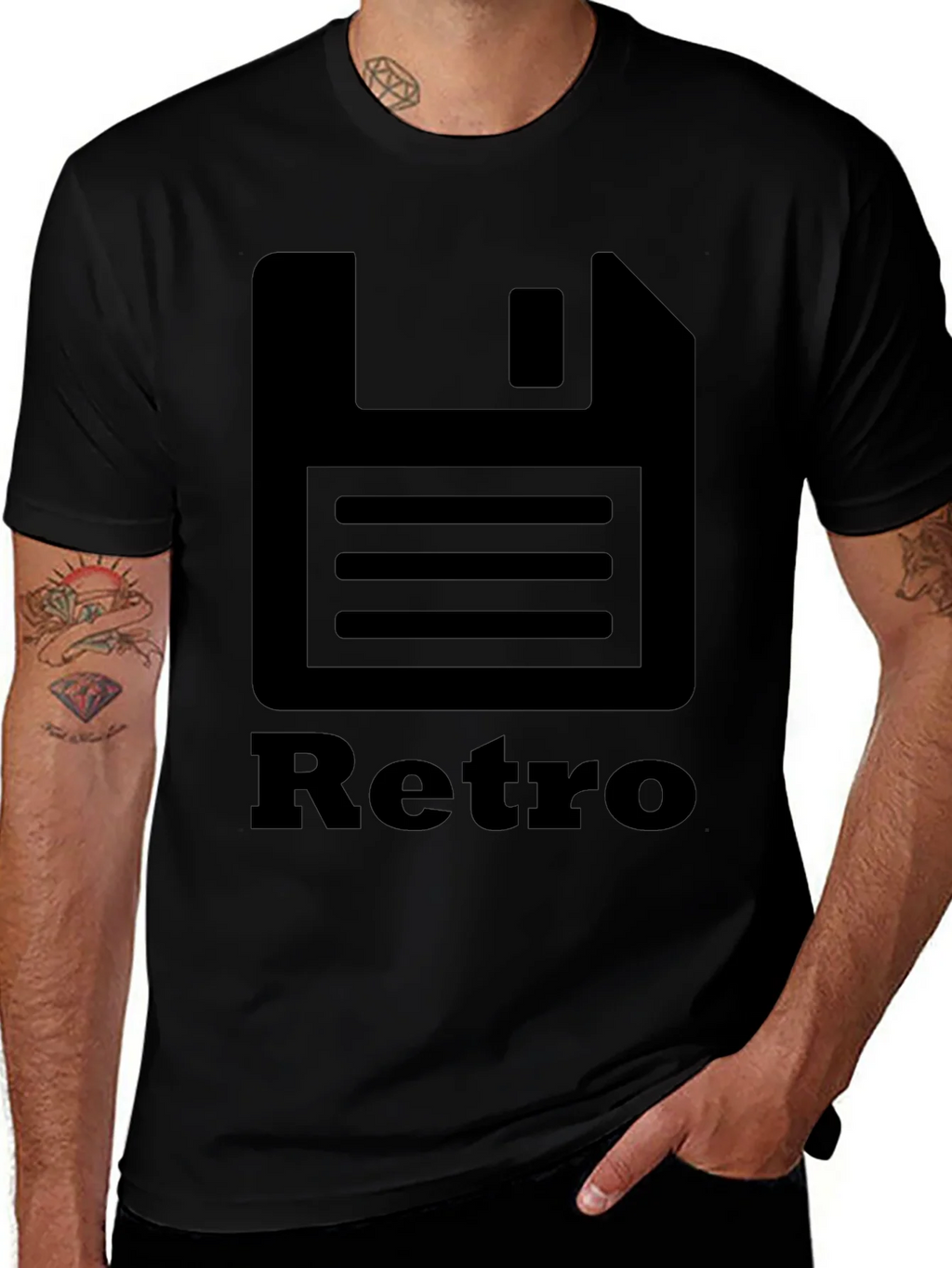 Retro Floppy Disk Black T-Shirt product image 1