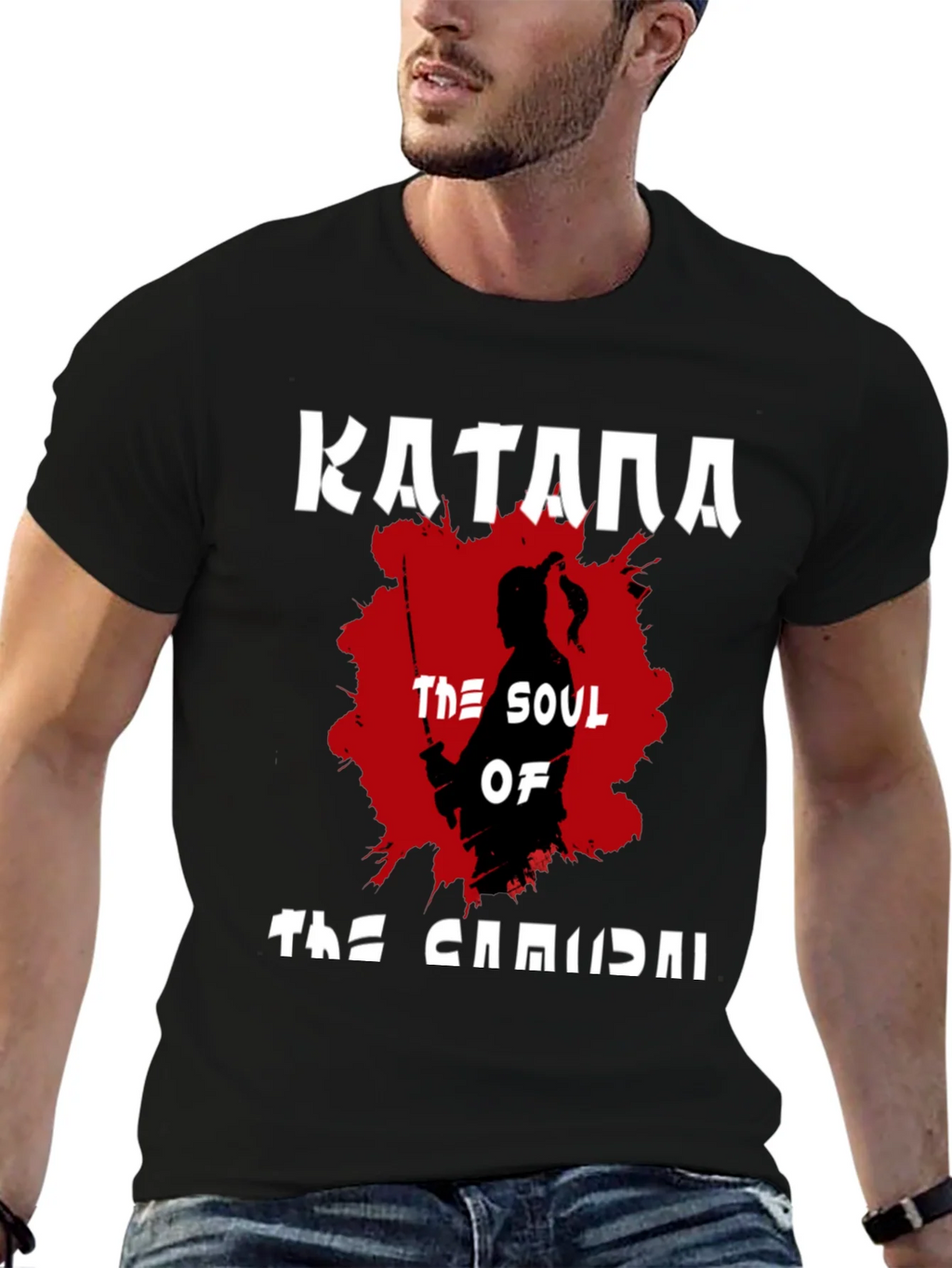 Katana Samurai Graphic T-Shirt - Black product image 3