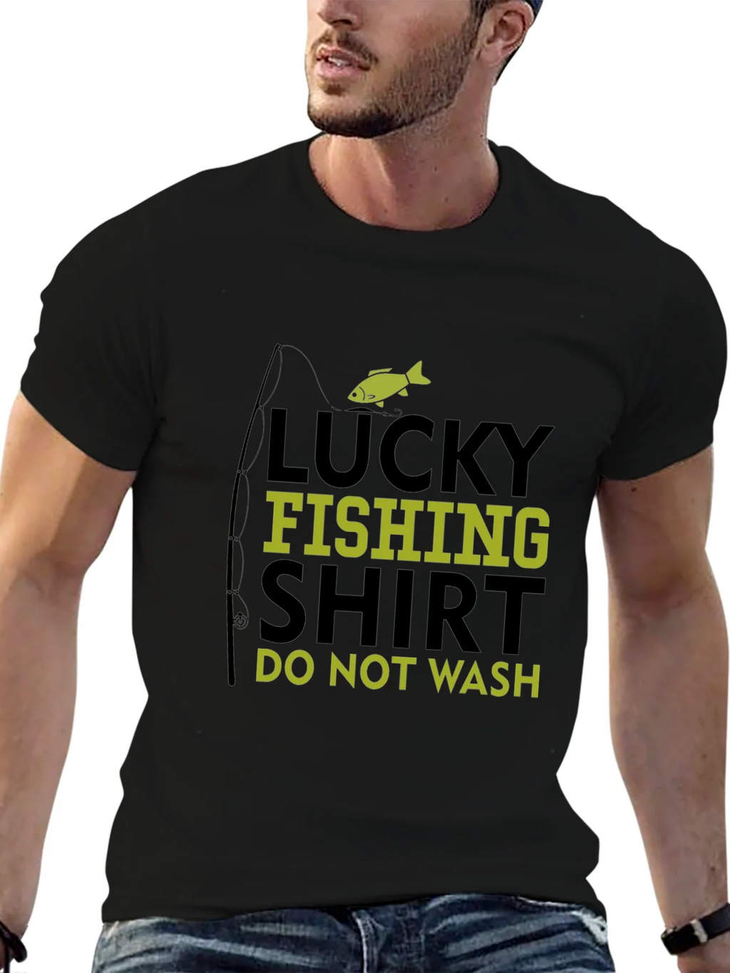 Lucky Fishing Shirt - Mens Black Graphic Tee product image 6