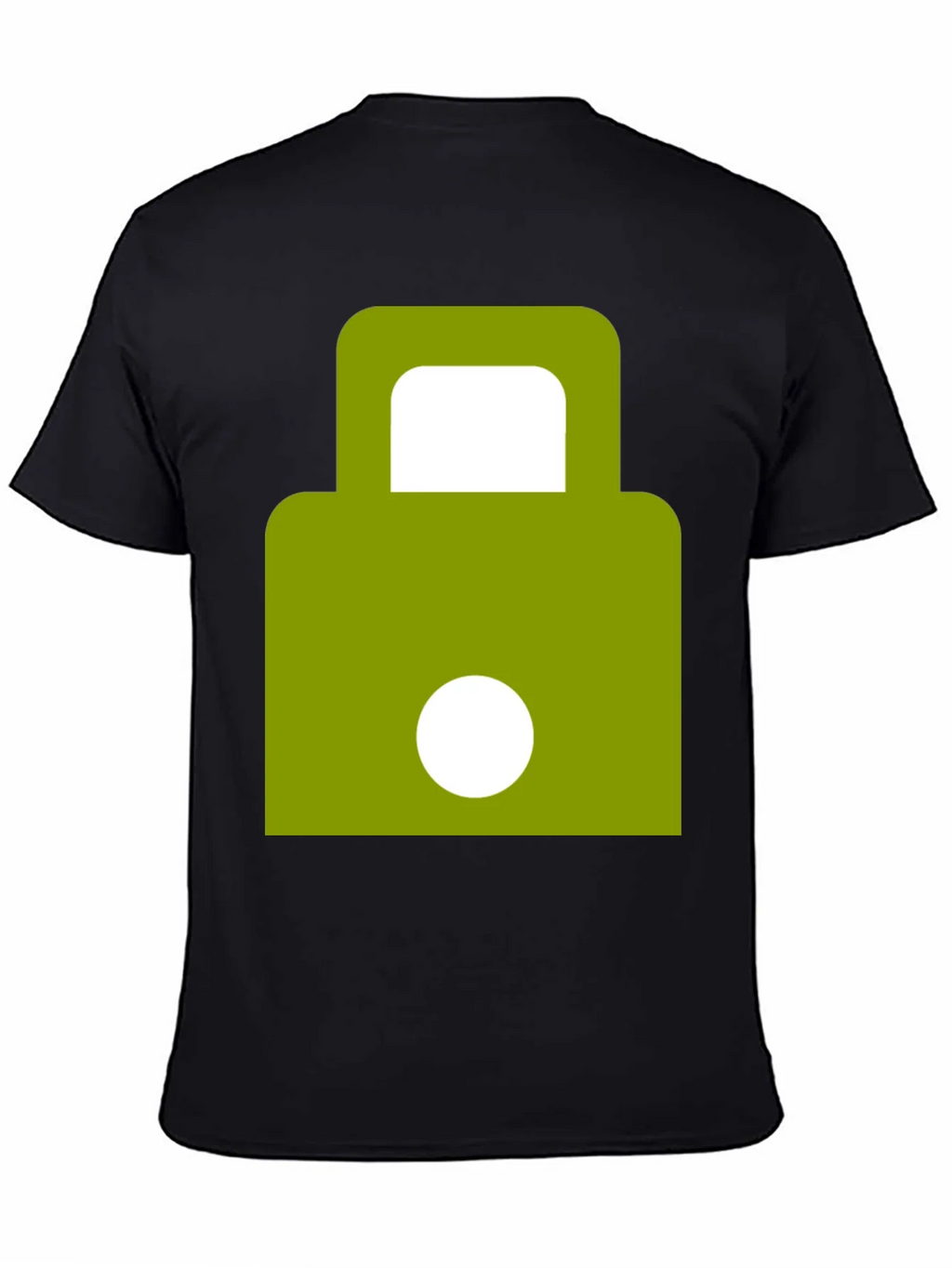 Modern Green Padlock Design Black T-Shirt product image 4