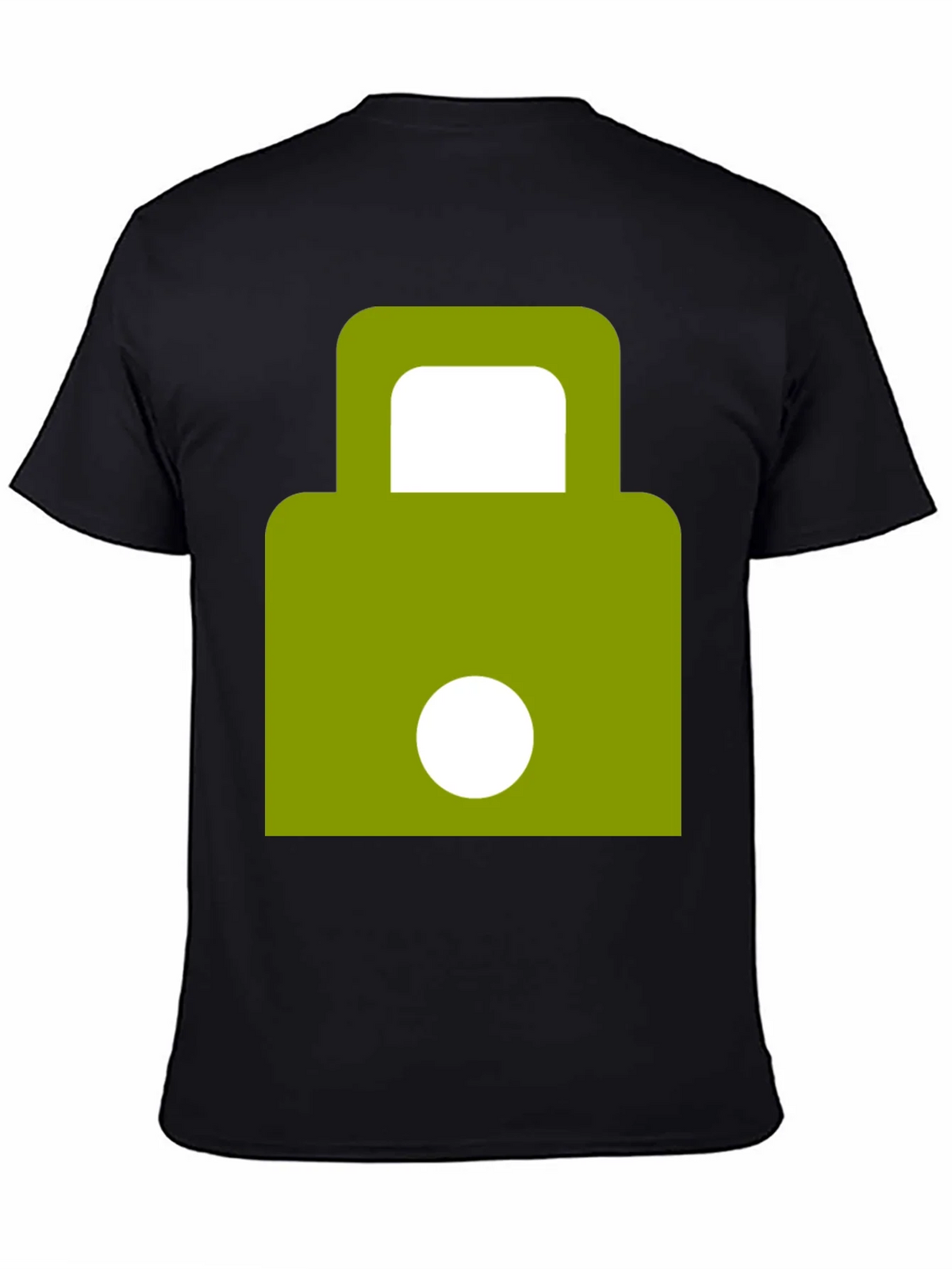 Modern Green Padlock Design Black T-Shirt product image 4