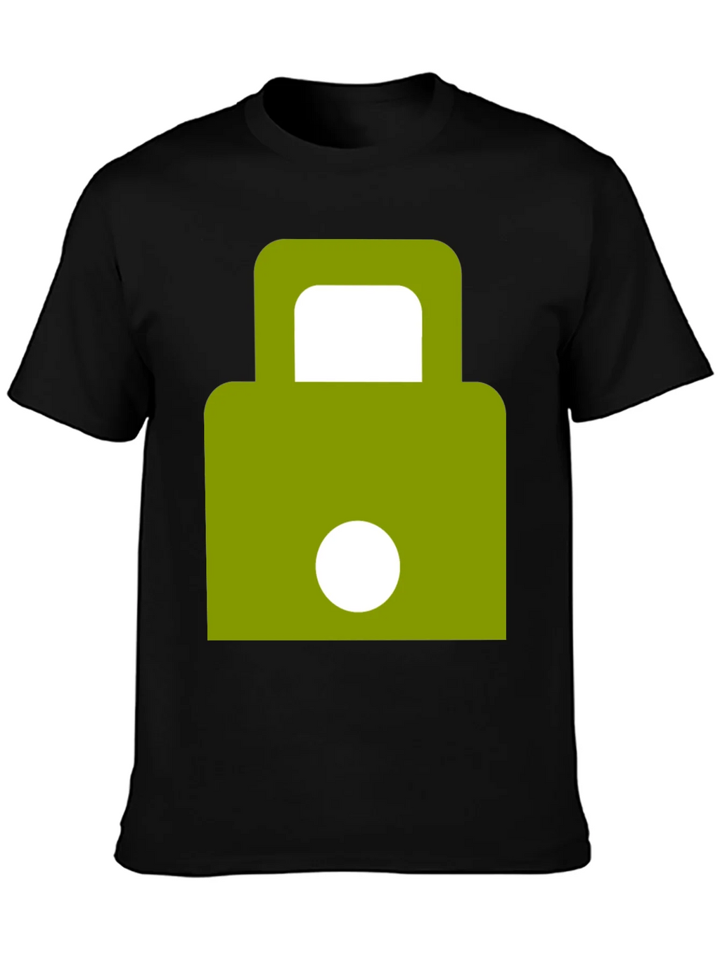Modern Green Padlock Design Black T-Shirt product image 3