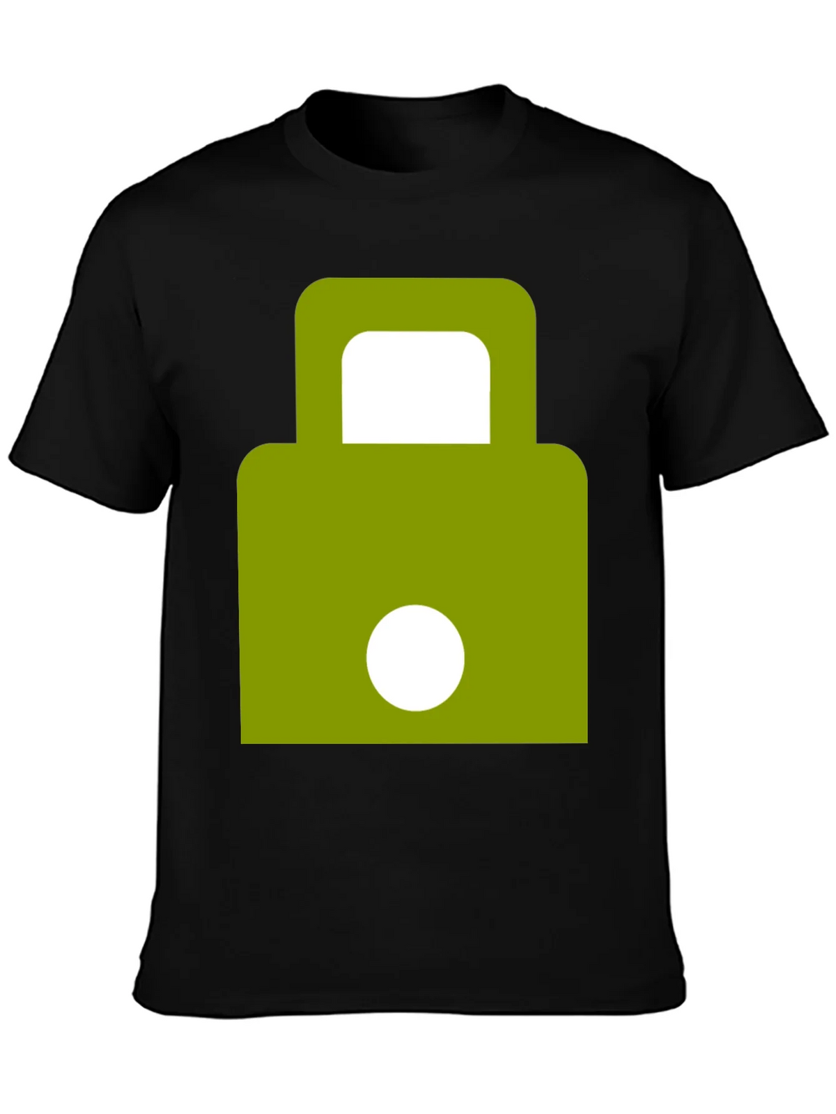 Modern Green Padlock Design Black T-Shirt product image 3
