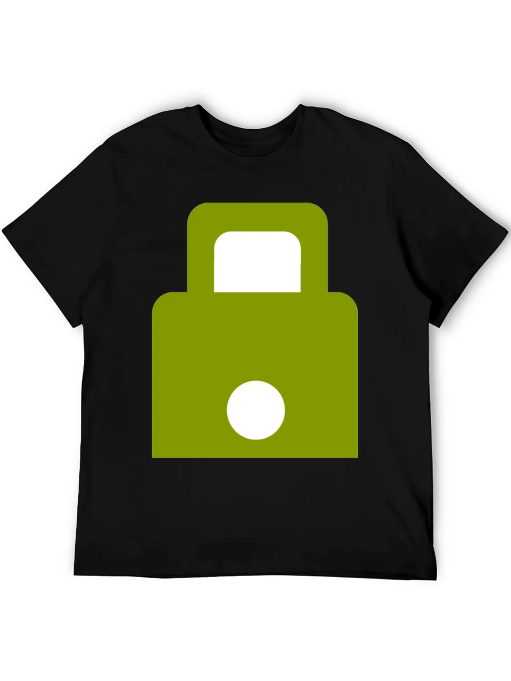 Modern Green Padlock Design Black T-Shirt product image 5
