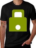 Modern Green Padlock Design Black T-Shirt product image 1