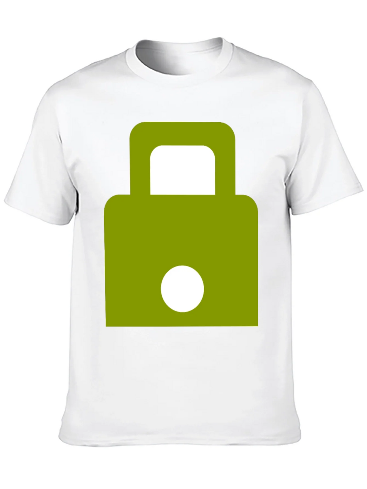 Modern Green Padlock Design Black T-Shirt product image 9
