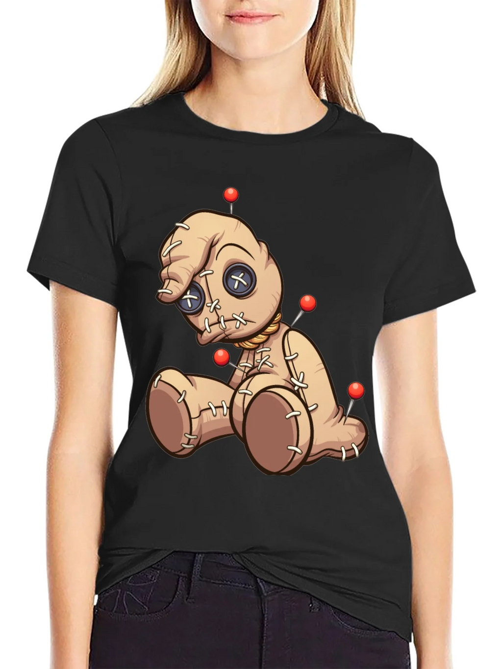 Voodoo Doll Graphic Print T-Shirt - Black product image 2