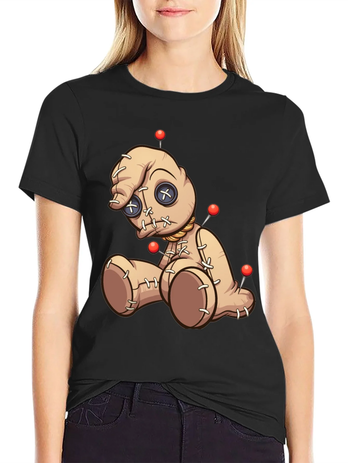 Voodoo Doll Graphic Print T-Shirt - Black product image 2