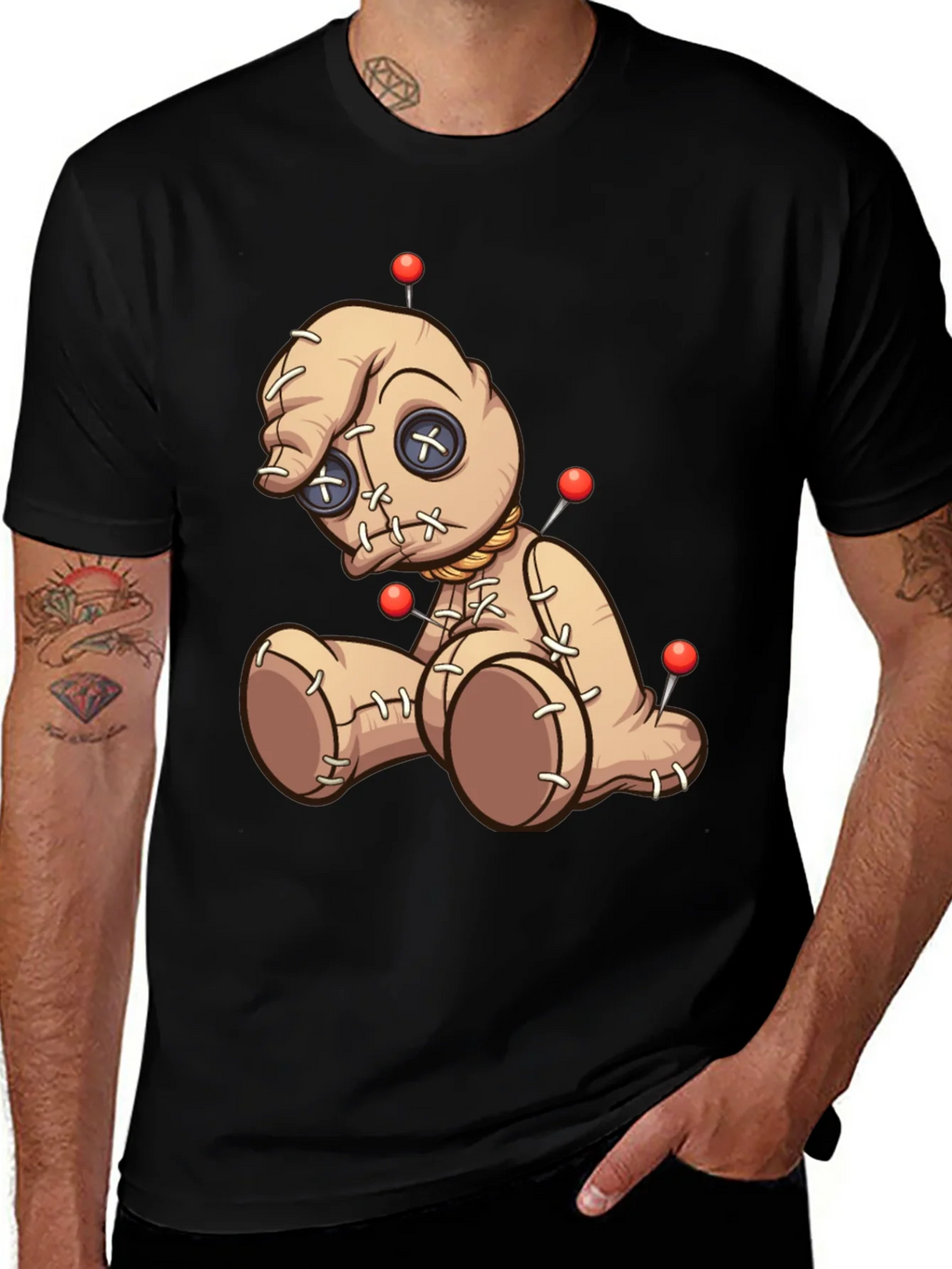 Voodoo Doll Graphic Print T-Shirt - Black product image 1