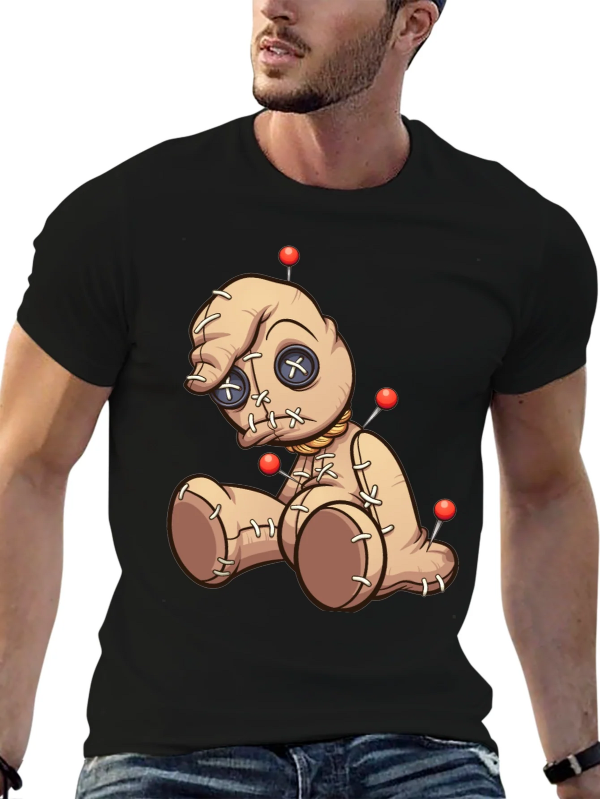 Voodoo Doll Graphic Print T-Shirt - Black product image 5
