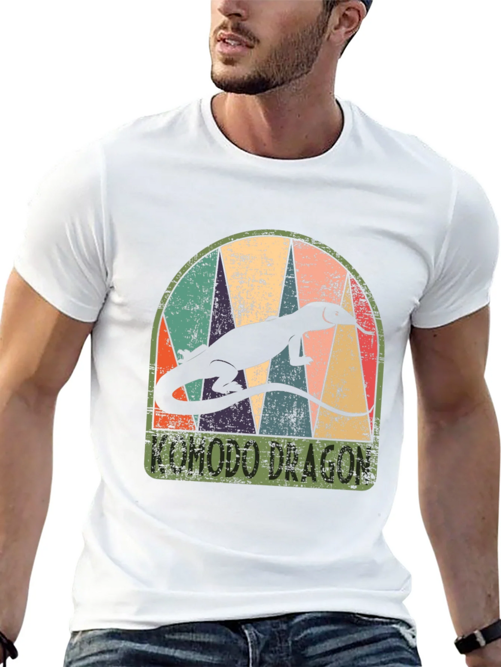 Komodo Dragon Retro Graphic Tee - Mens Black T-Shirt product image 9
