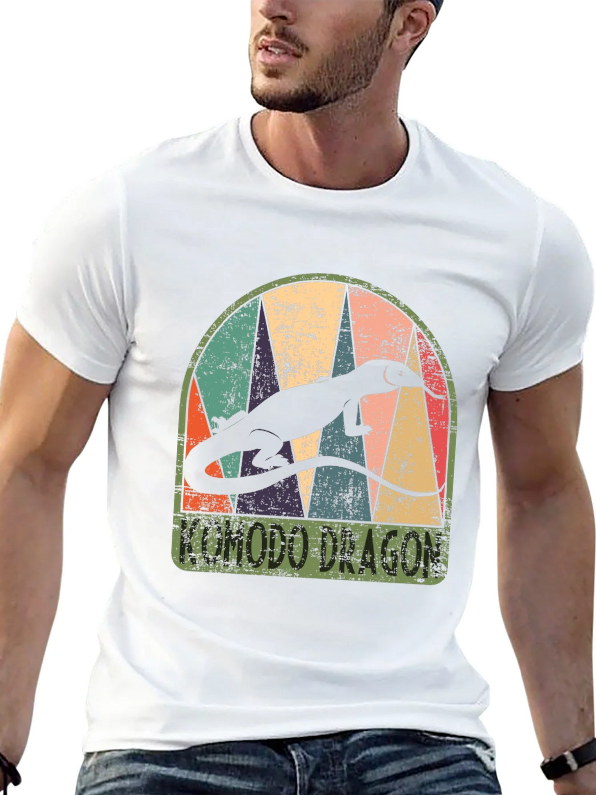 Komodo Dragon Retro Graphic Tee - Mens Black T-Shirt product image 9