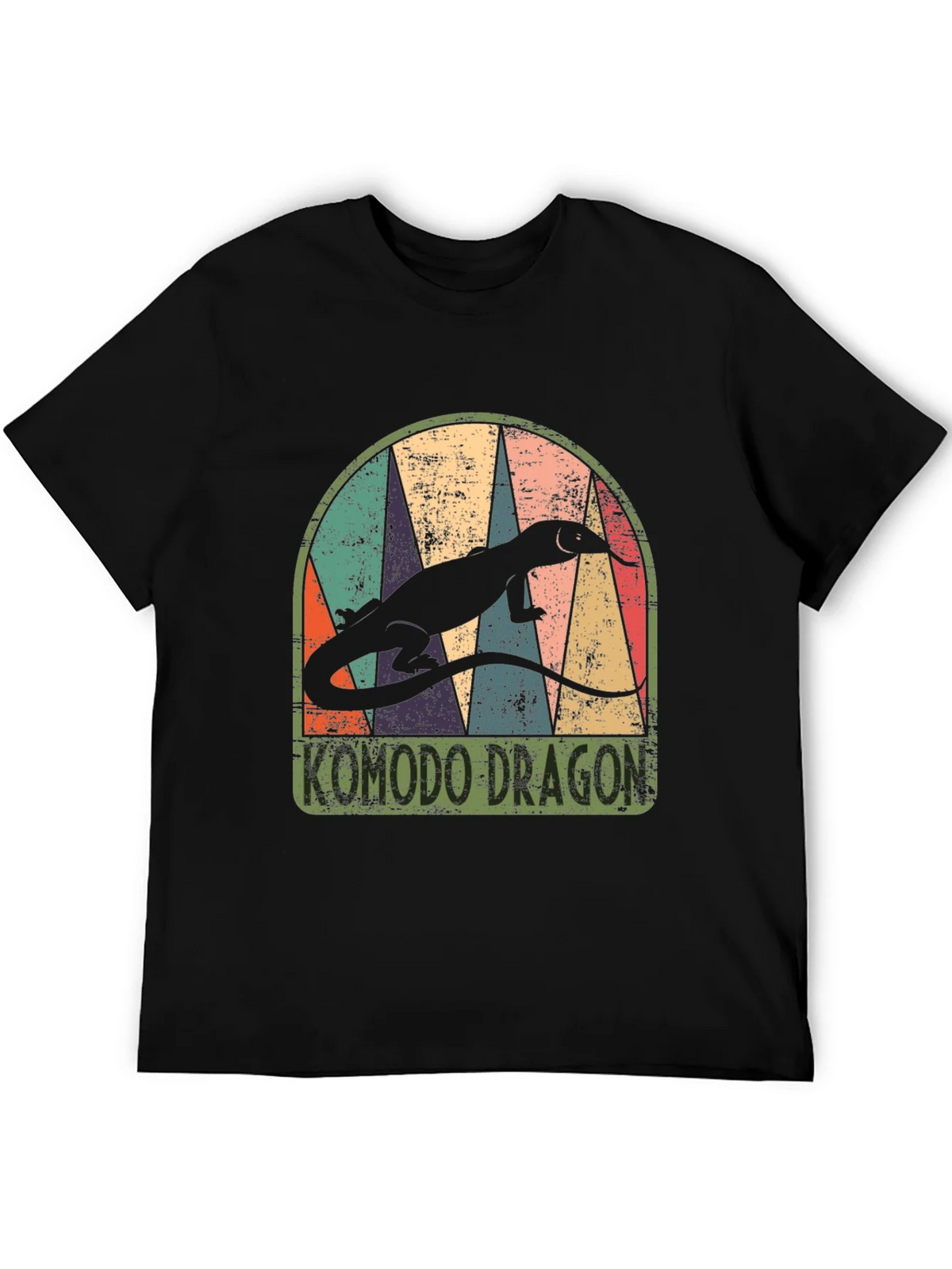 Komodo Dragon Retro Graphic Tee - Mens Black T-Shirt product image 3