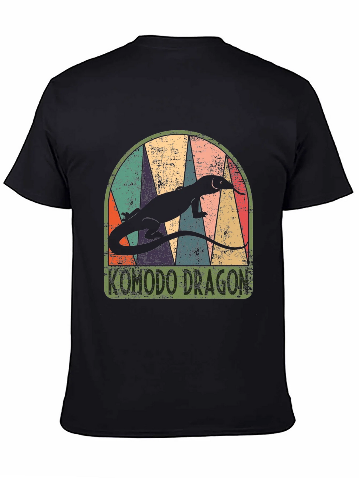 Komodo Dragon Retro Graphic Tee - Mens Black T-Shirt product image 2