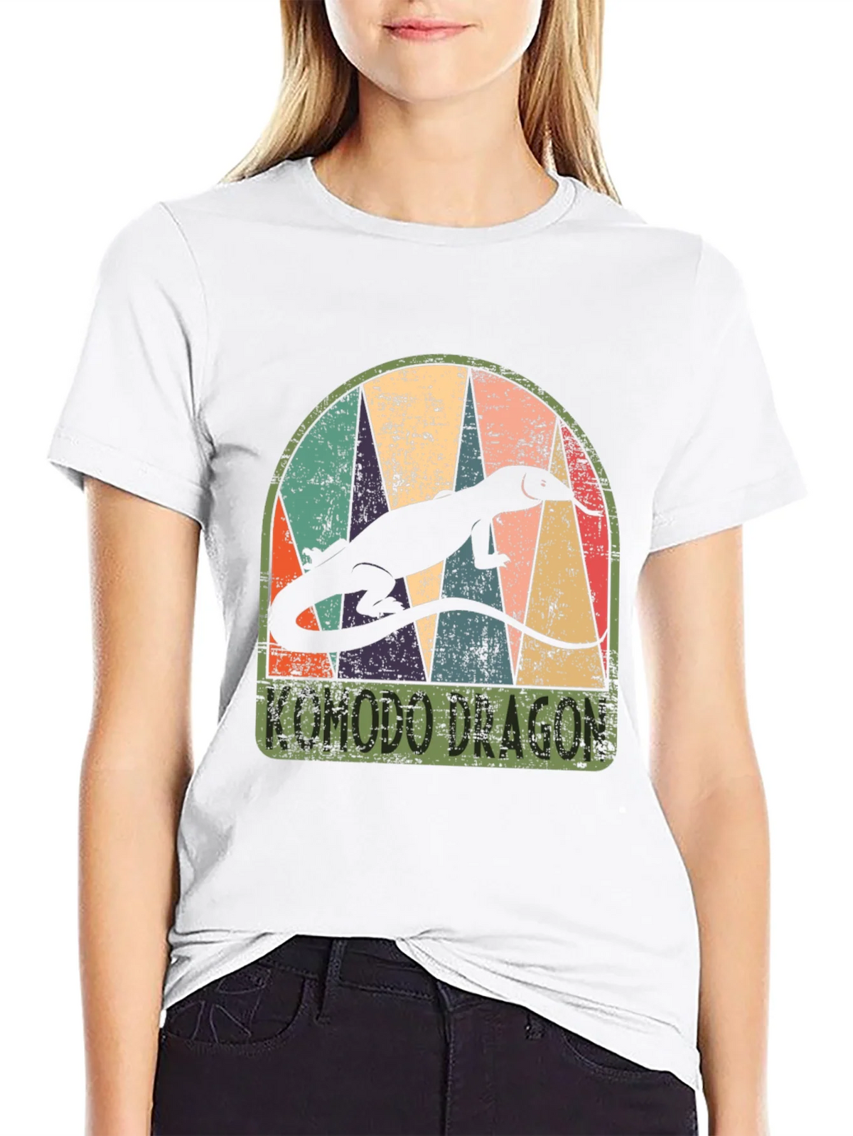 Komodo Dragon Retro Graphic Tee - Mens Black T-Shirt product image 5