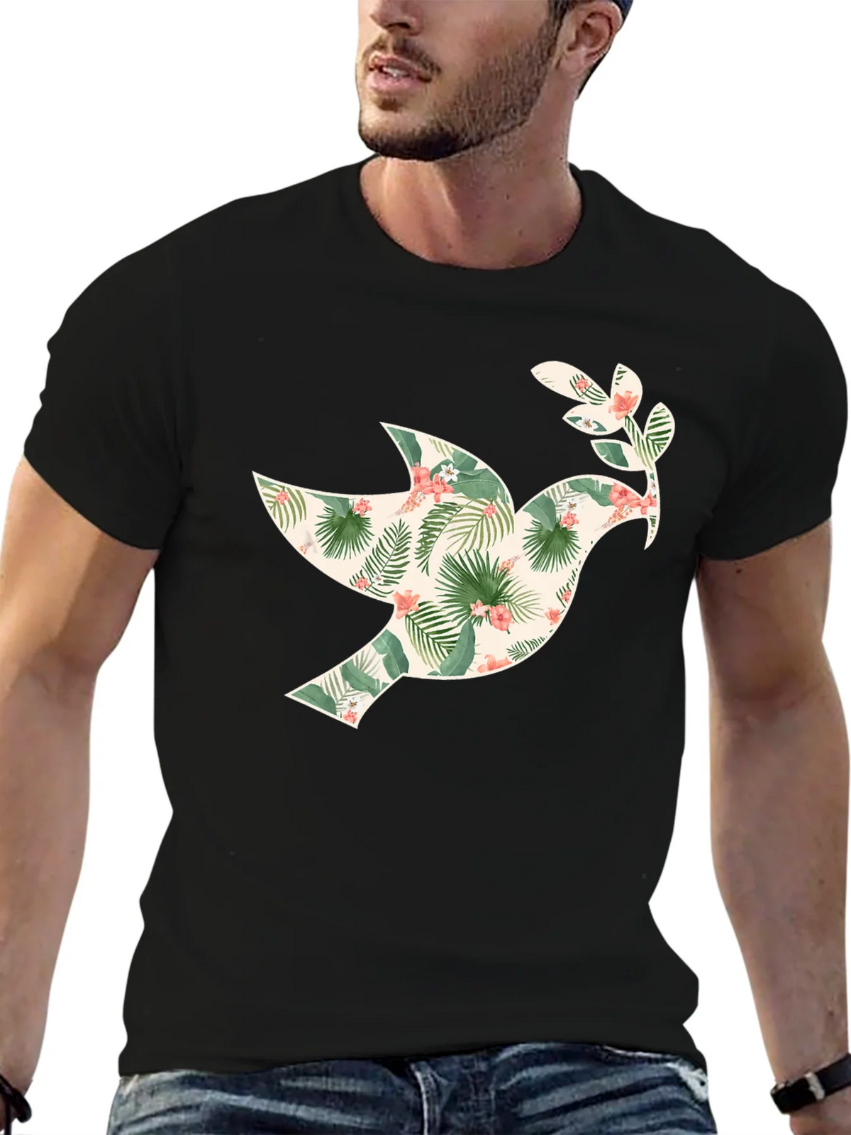 Tropical Dove Graphic Tee - Mens Black T-Shirt product image 2