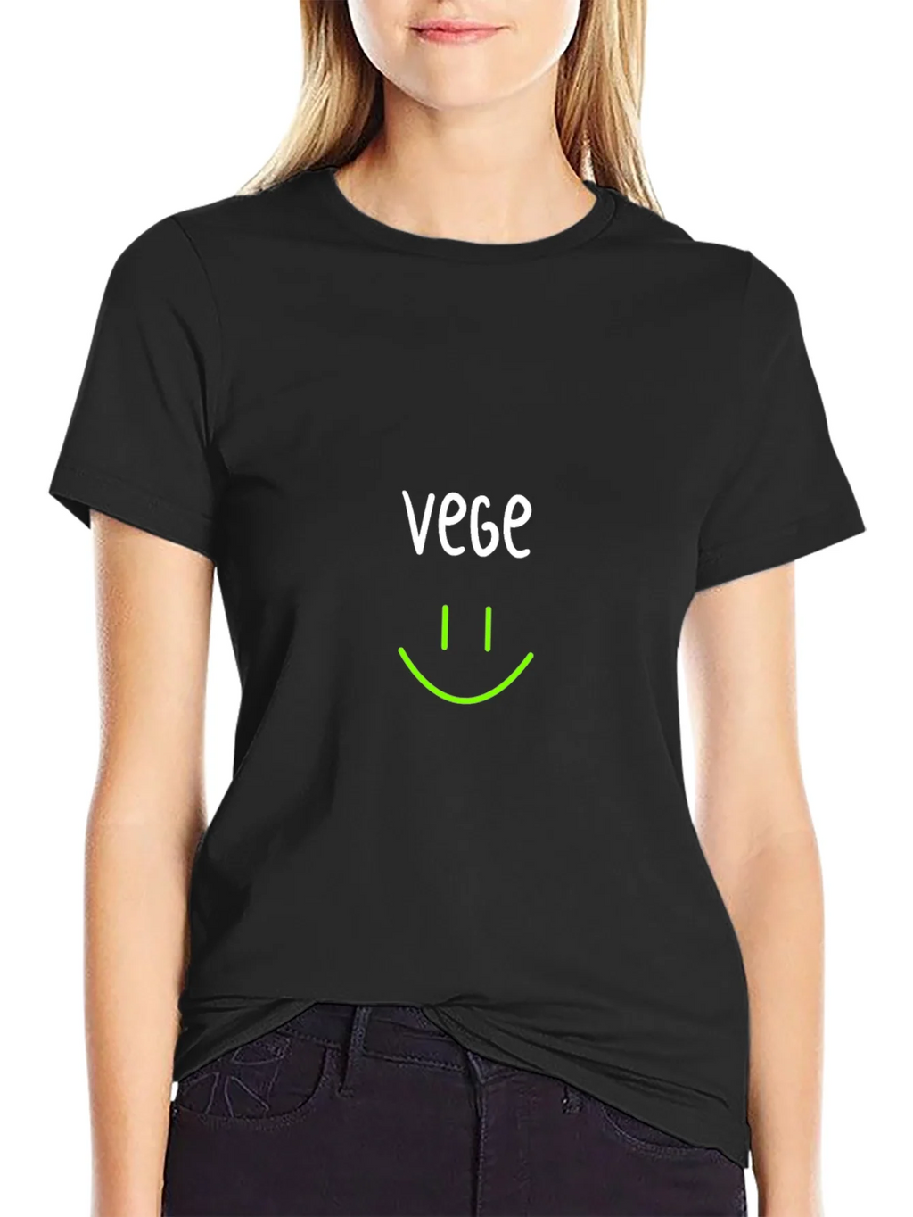 Vegan Smile T-Shirt - Black Crew Neck product image 2