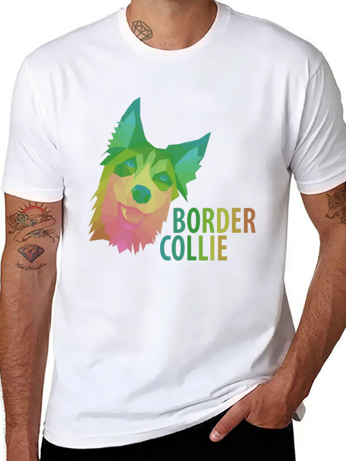 Border Collie Geometric Dog T-Shirt product image 7