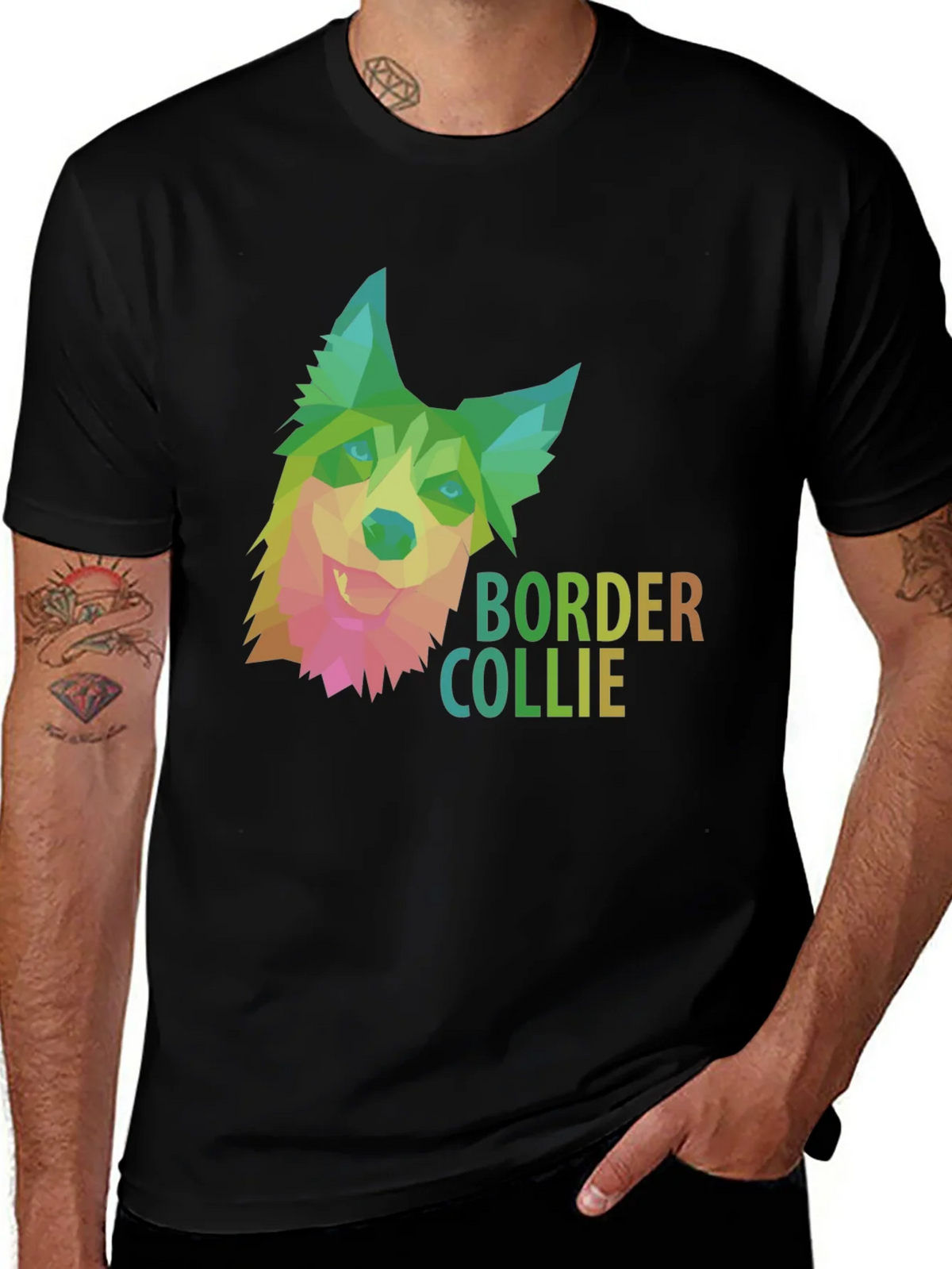 Border Collie Geometric Dog T-Shirt product image 1