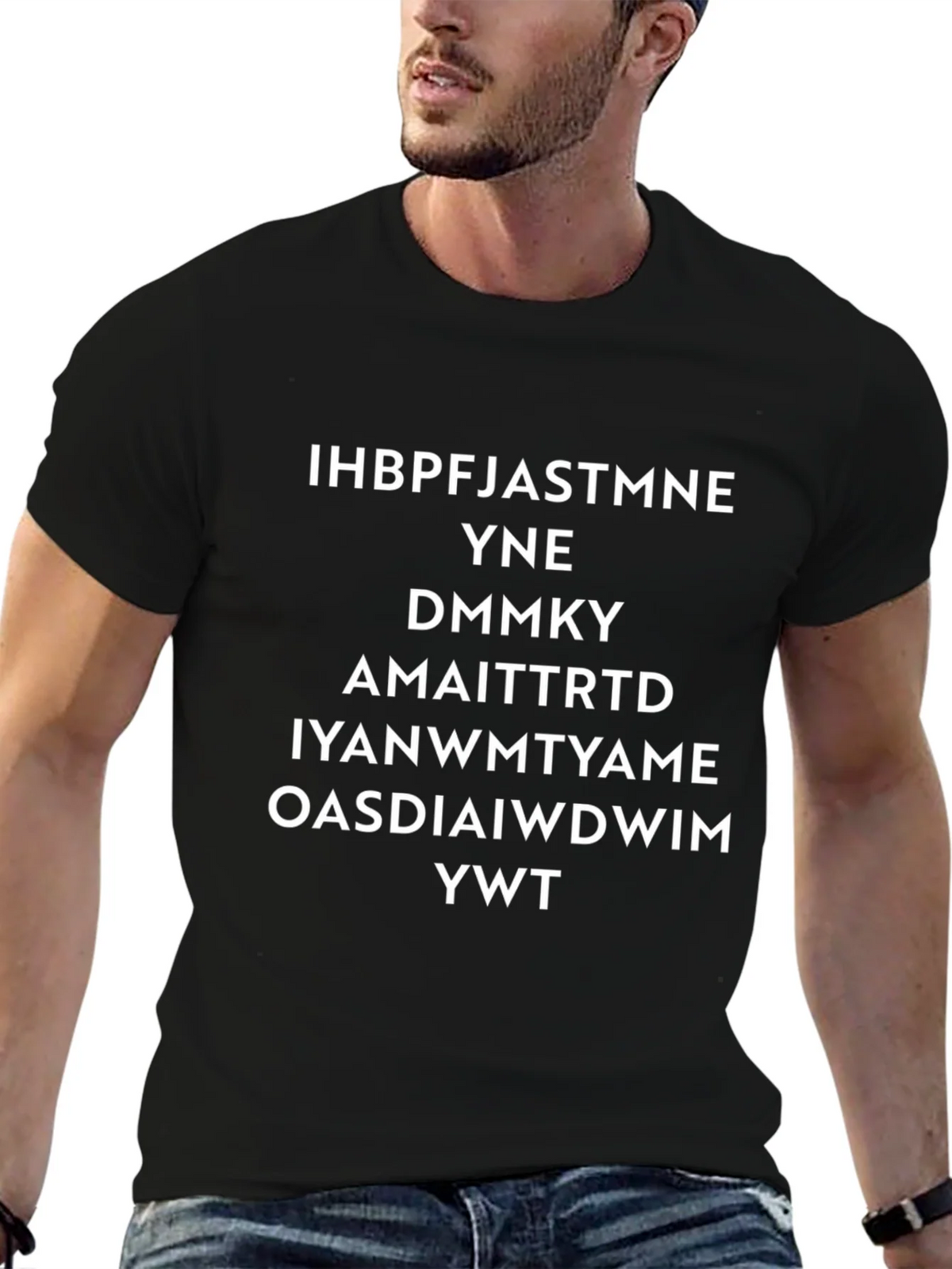 Scrambled Phrase Black T-Shirt - Funny Slogan Tee product image 5