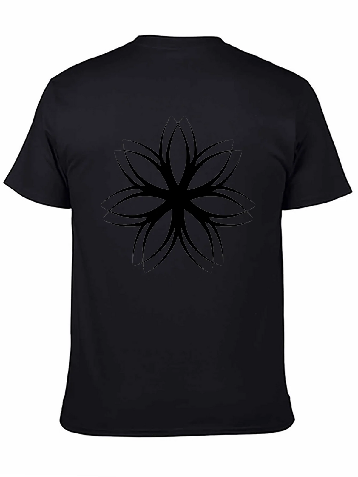 Mens Black T-Shirt with Geometric Flower Design product image 4