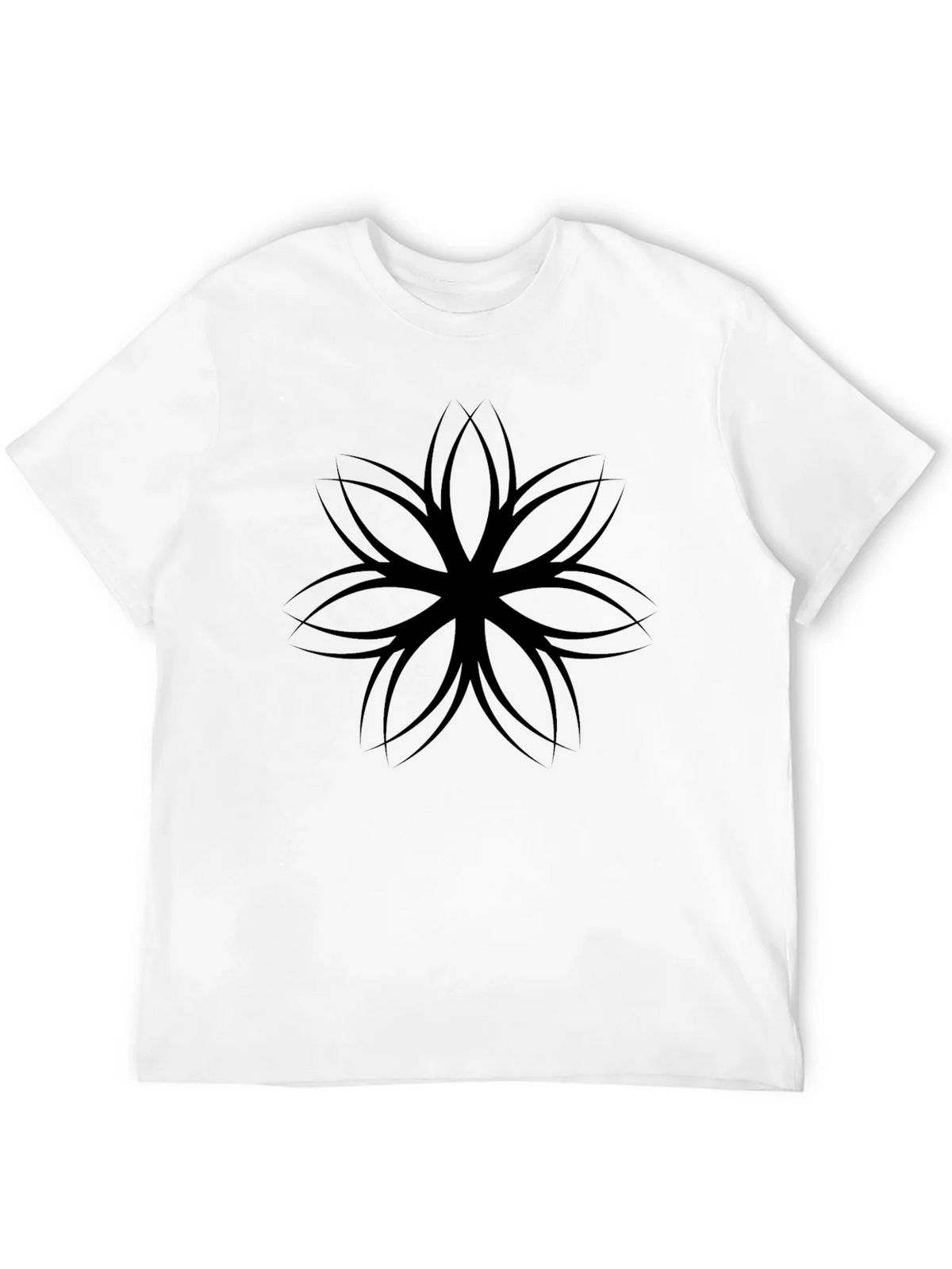 Mens Black T-Shirt with Geometric Flower Design product image 11