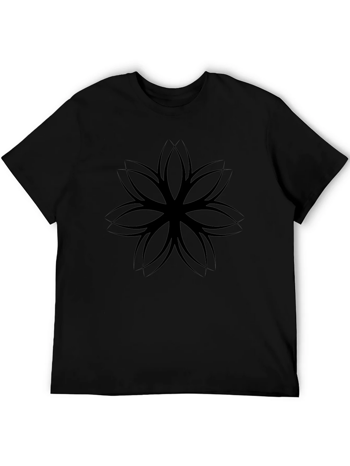 Mens Black T-Shirt with Geometric Flower Design product image 5