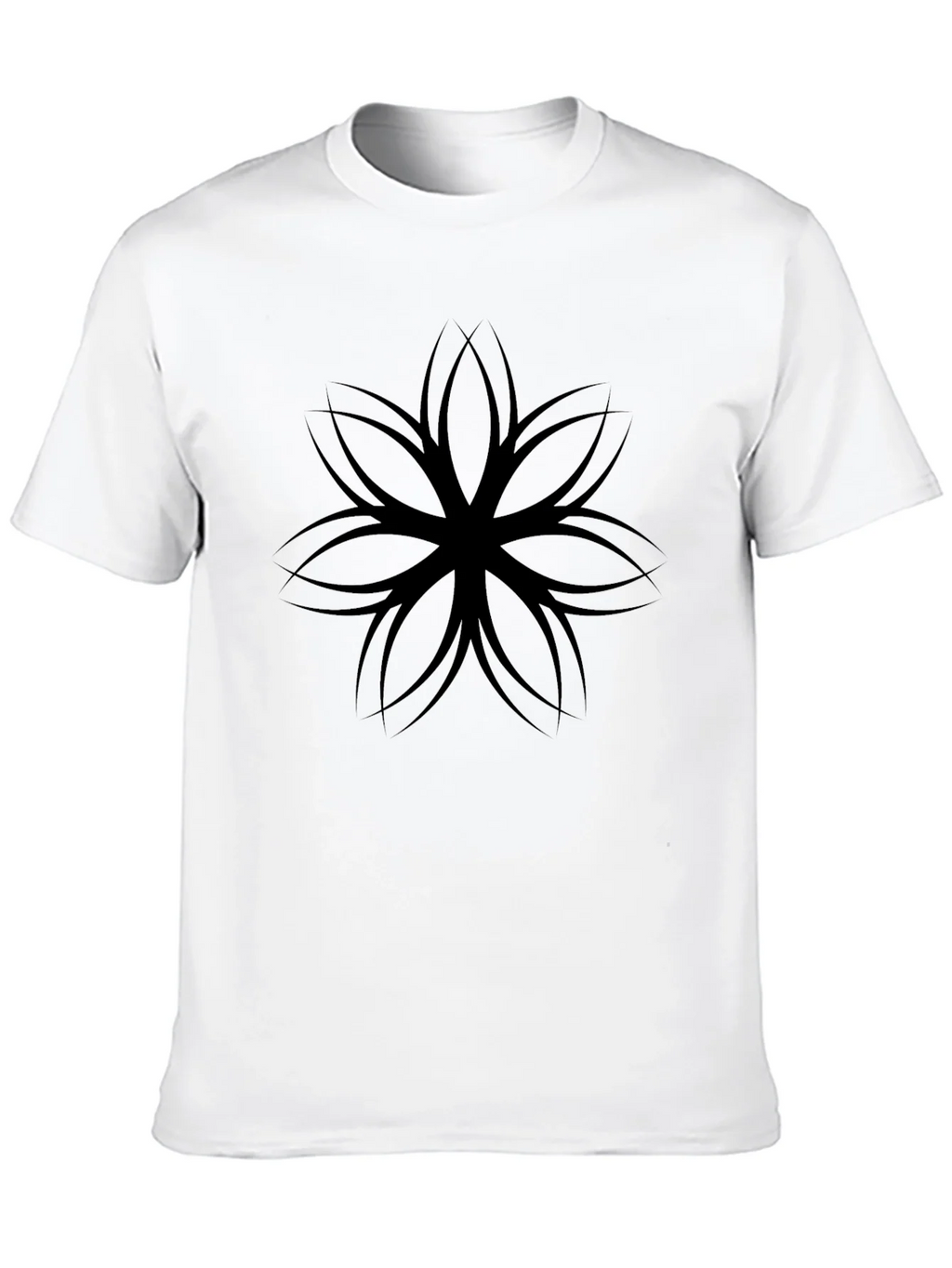 Mens Black T-Shirt with Geometric Flower Design product image 9