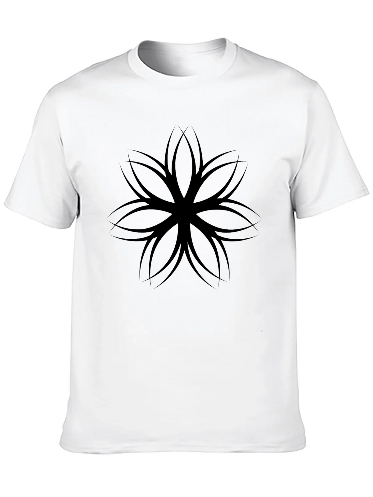 Mens Black T-Shirt with Geometric Flower Design product image 9