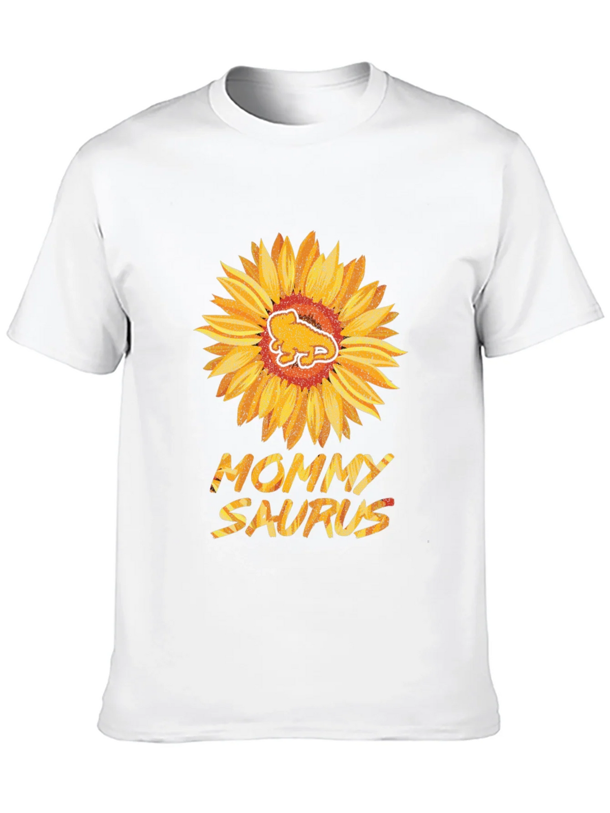 Mommy Saurus Sunflower Black T-Shirt product image 5