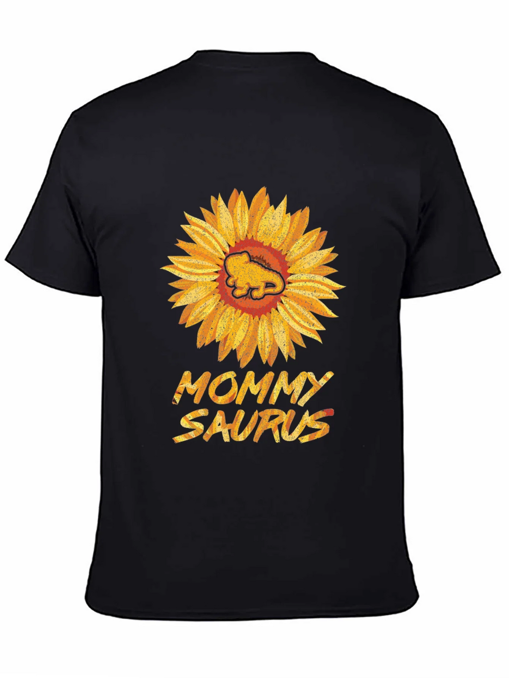 Mommy Saurus Sunflower Black T-Shirt product image 2