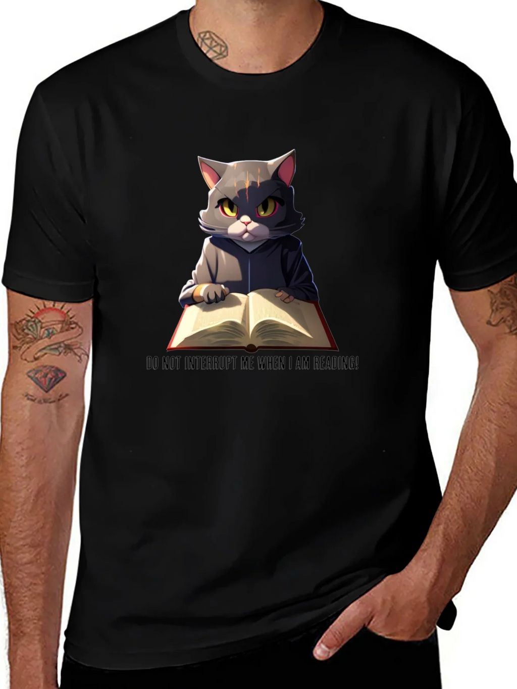 Reading Cat Graphic T-Shirt - Do Not Disturb product image 1