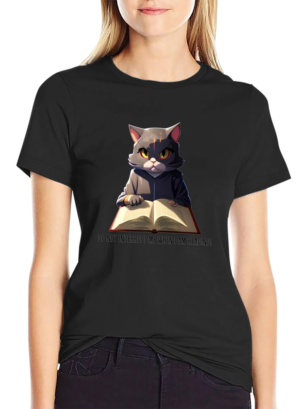 Reading Cat Graphic T-Shirt - Do Not Disturb product image 2