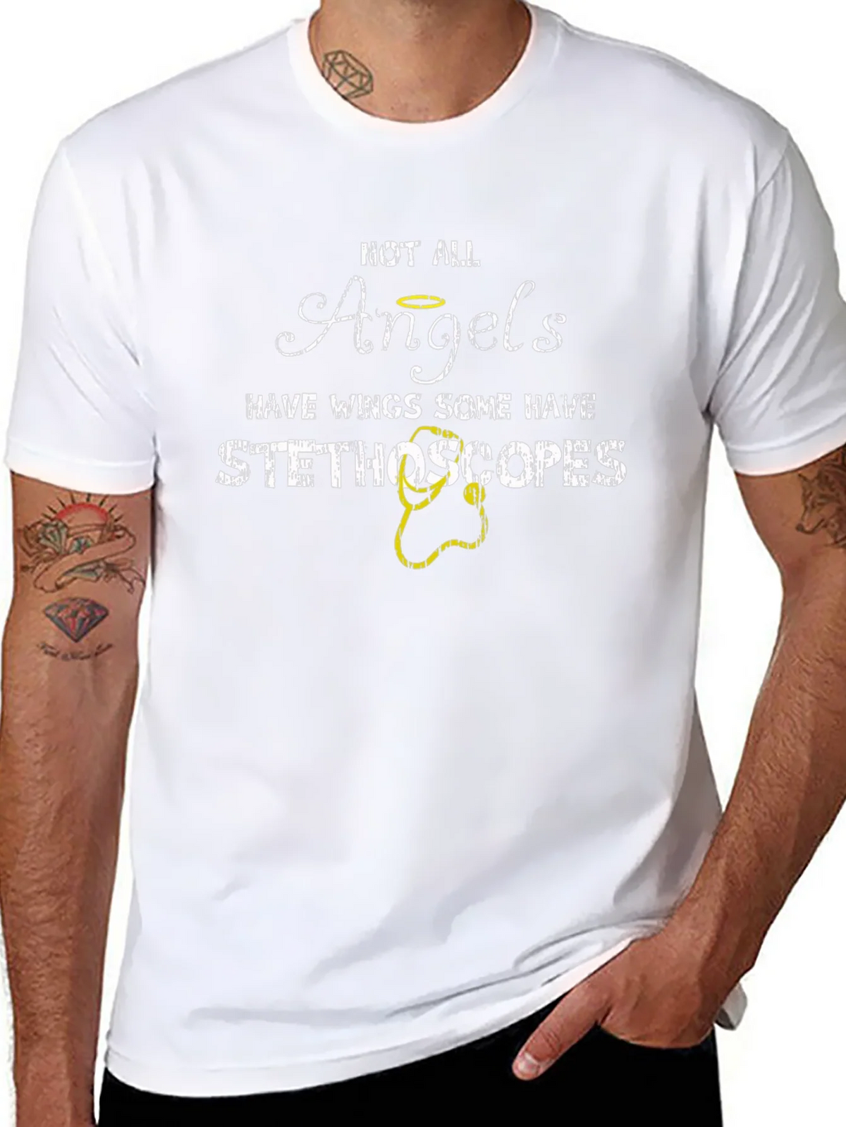 Not All Angels Stethoscope Graphic T-Shirt product image 7