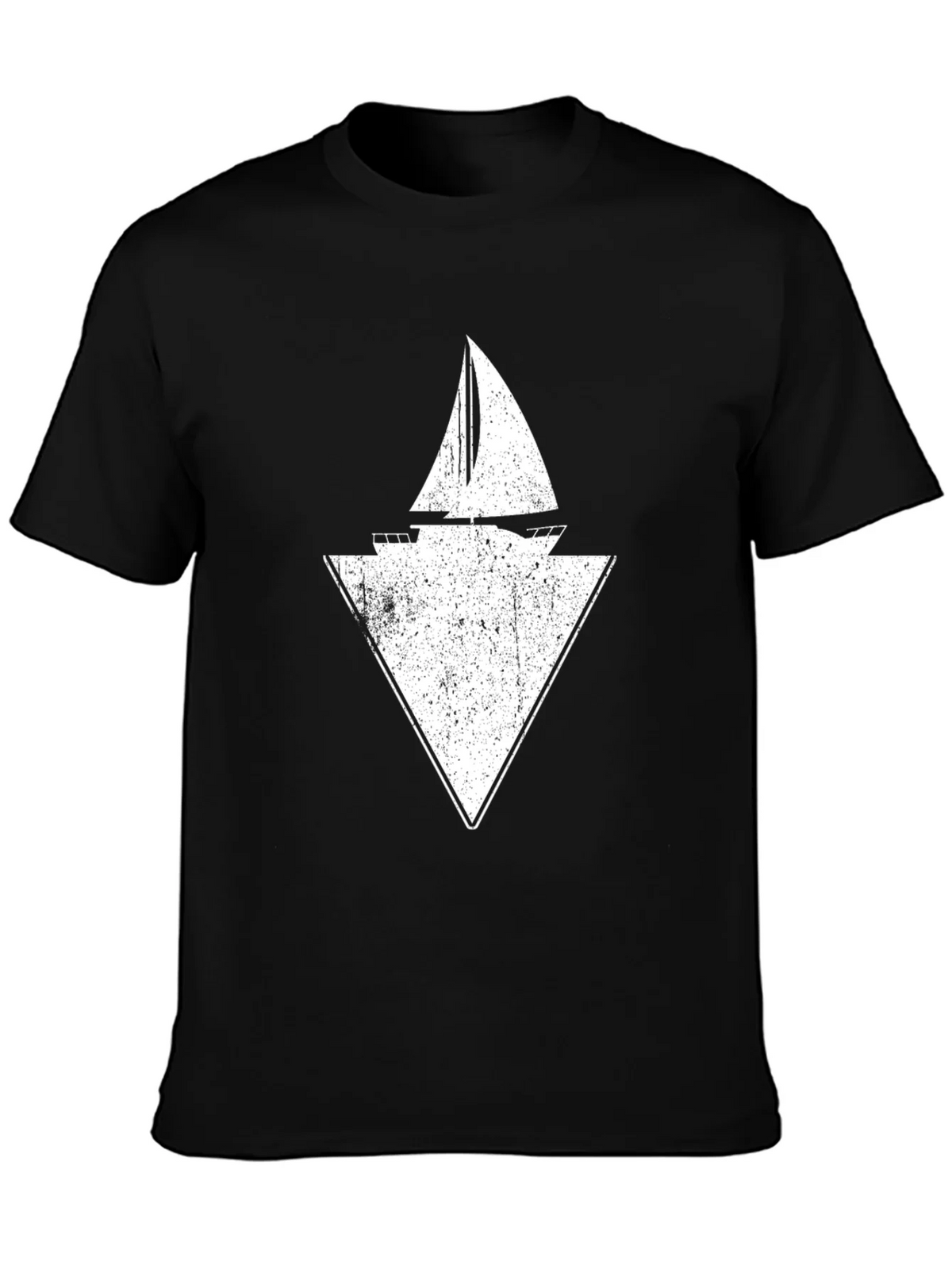 Sailboat Triangle Graphic Tee - Black Cotton product image 3