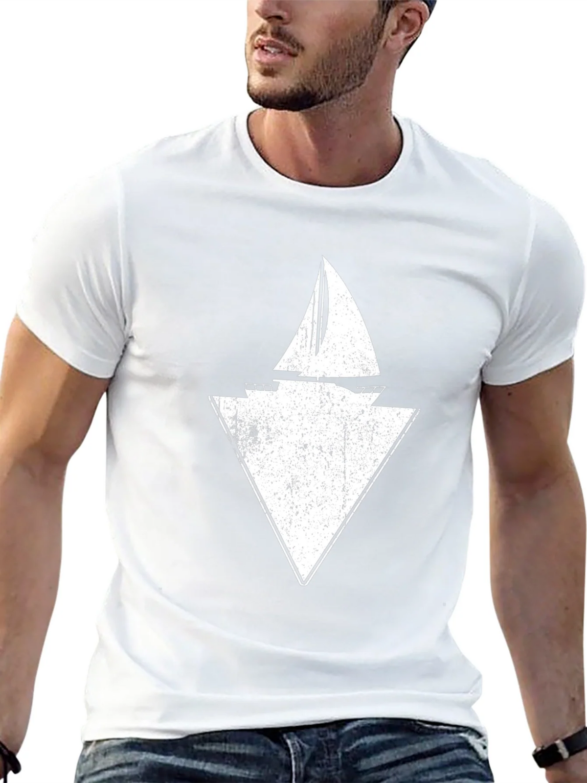 Sailboat Triangle Graphic Tee - Black Cotton product image 12
