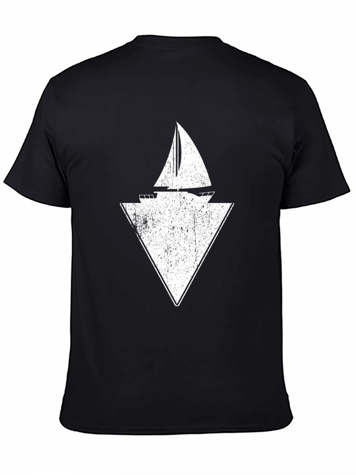 Sailboat Triangle Graphic Tee - Black Cotton product image 4