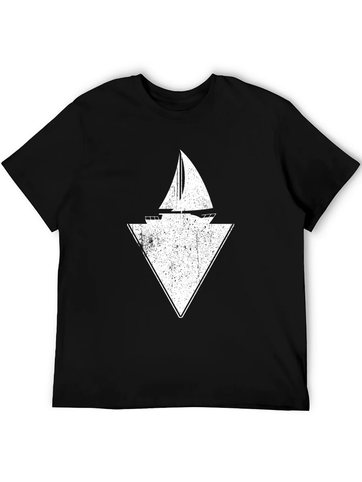 Sailboat Triangle Graphic Tee - Black Cotton product image 5