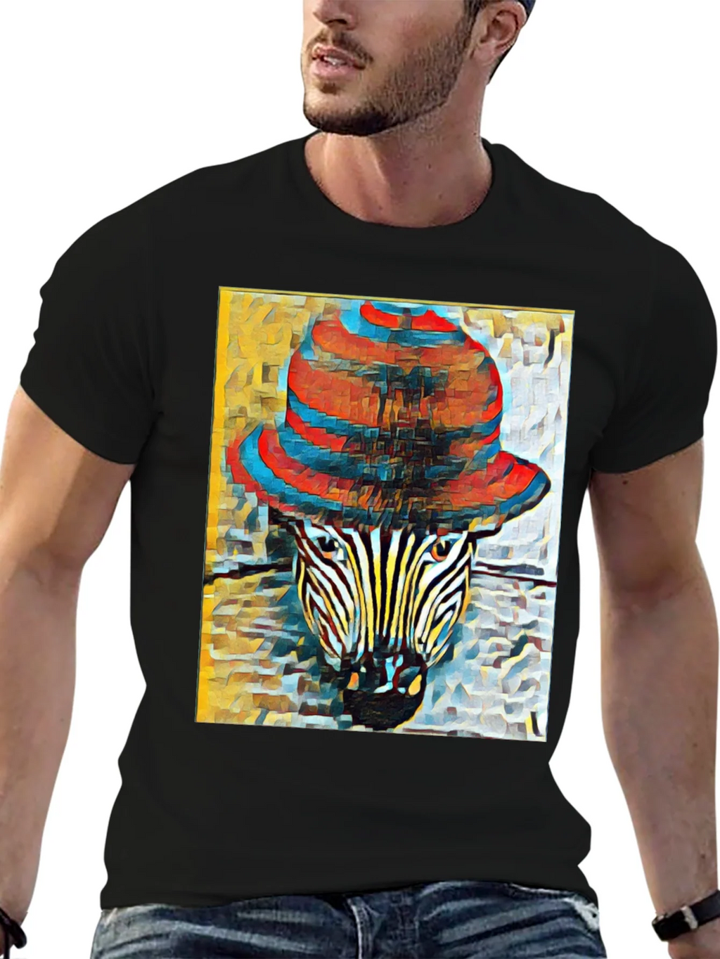 Zebra in Hat Graphic T-Shirt
