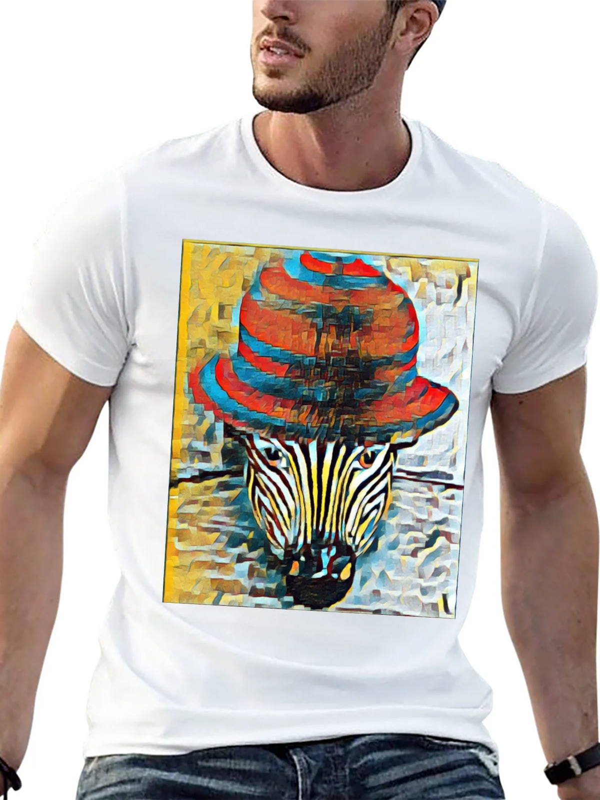 Zebra in Hat Graphic T-Shirt