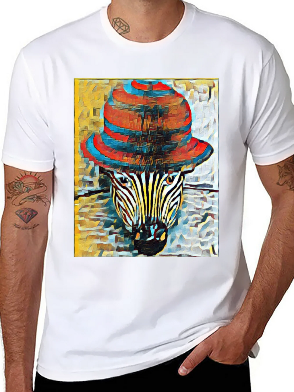 Zebra in Hat Graphic T-Shirt