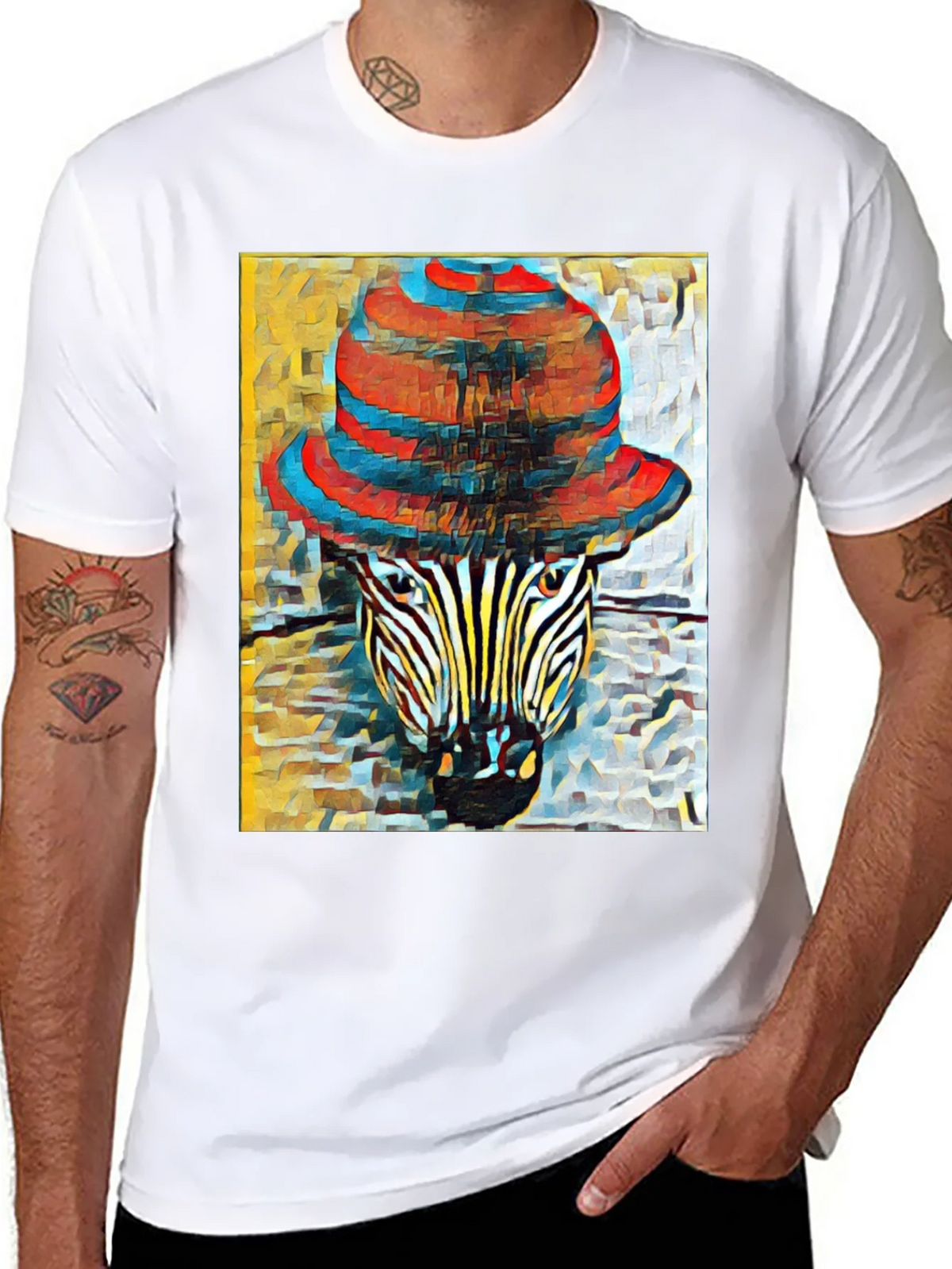 Zebra in Hat Graphic T-Shirt