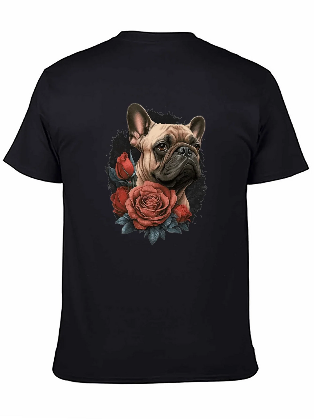 Dog with Roses Graphic Black T-Shirt product image 4