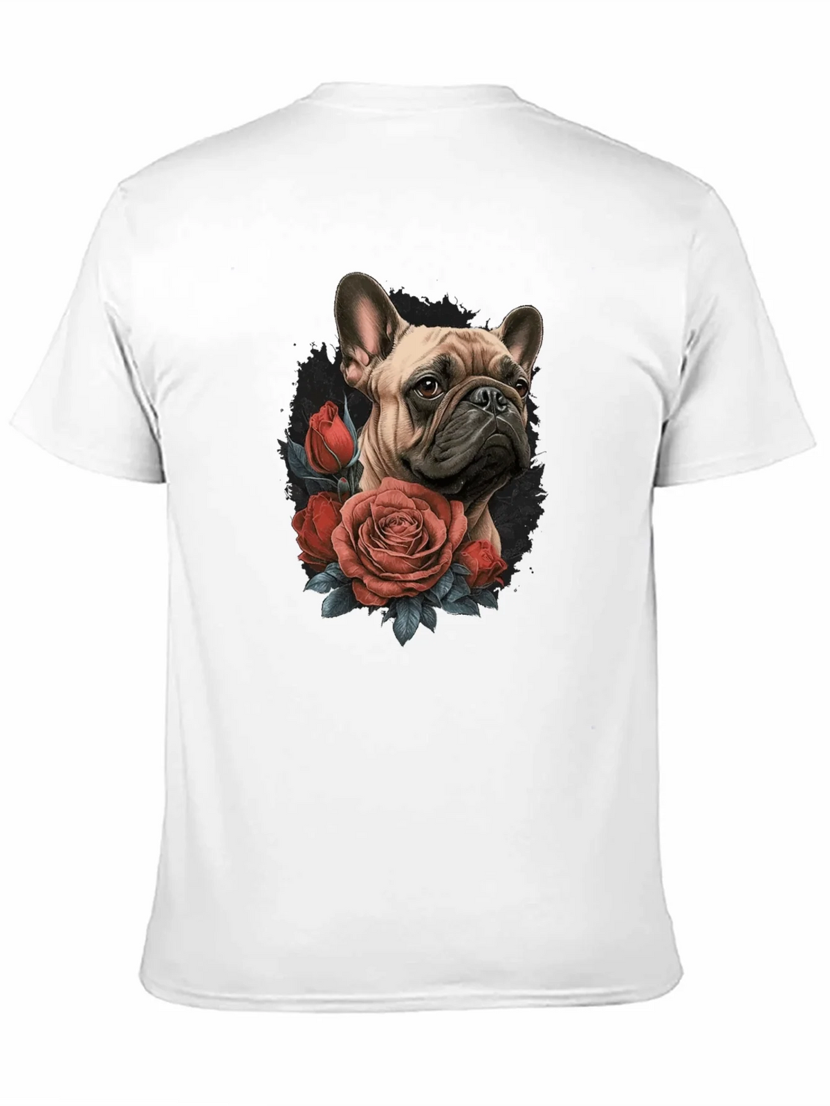 Dog with Roses Graphic Black T-Shirt product image 10