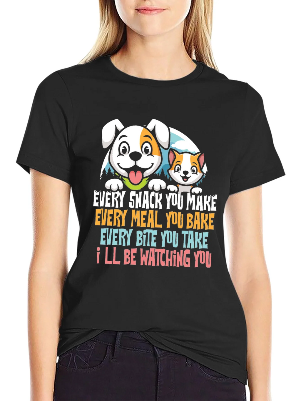 Funny Pet Lover T-Shirt Dog & Cat Watching You product image 2