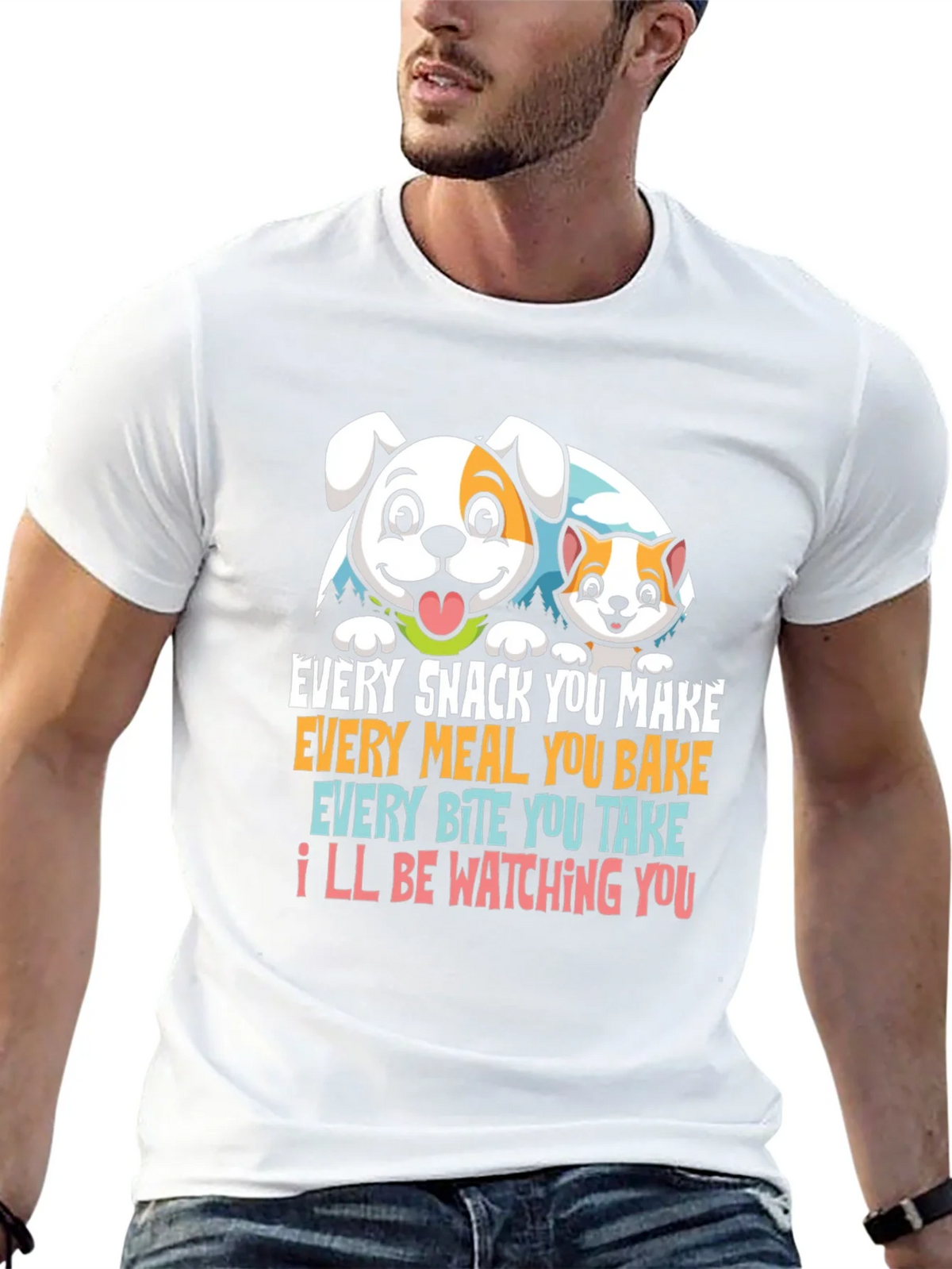 Funny Pet Lover T-Shirt Dog & Cat Watching You product image 10