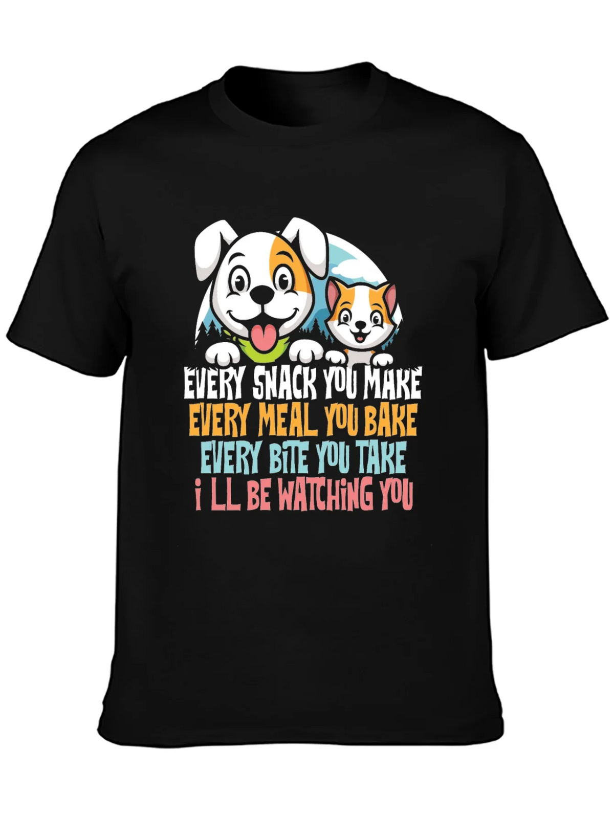 Funny Pet Lover T-Shirt Dog & Cat Watching You product image 3