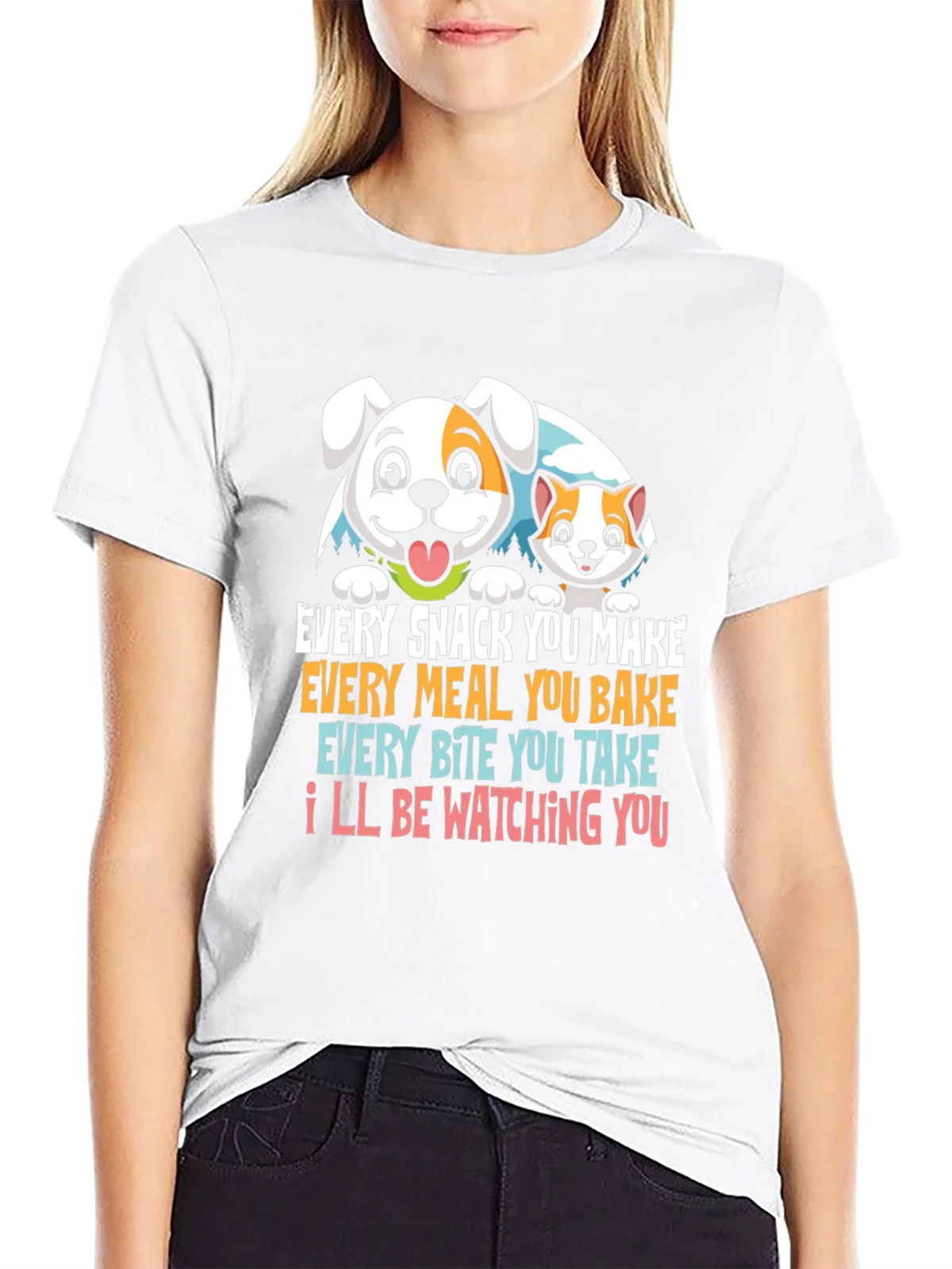 Funny Pet Lover T-Shirt Dog & Cat Watching You product image 7